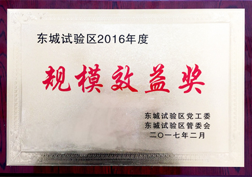 东城试验区2016年度规模效益奖